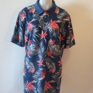 Mens Tasso Elba Island UPF Sun Protection Blue Pink Tropic Polo Style Shirt XXL*